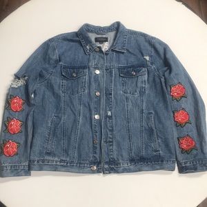 LA embroidered rose patches jacket